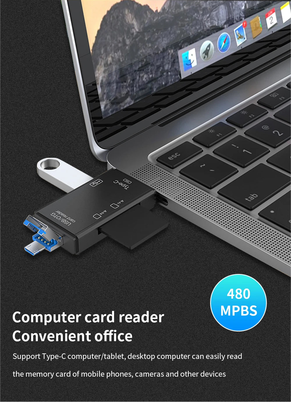 TISHRIC Type C Micro USB Adapter USB TF SD Card Reader USB-C Memory Card Adapter For Macbook Samsung Huawei XiaoMi Laptop Phone