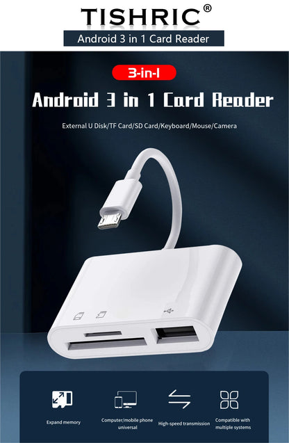 TISHRIC Type C Micro USB Adapter USB TF SD Card Reader USB-C Memory Card Adapter For Macbook Samsung Huawei XiaoMi Laptop Phone