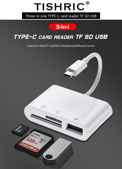TISHRIC Type C Micro USB Adapter USB TF SD Card Reader USB-C Memory Card Adapter For Macbook Samsung Huawei XiaoMi Laptop Phone
