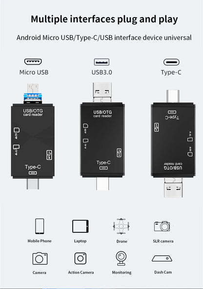 TISHRIC Type C Micro USB Adapter USB TF SD Card Reader USB-C Memory Card Adapter For Macbook Samsung Huawei XiaoMi Laptop Phone