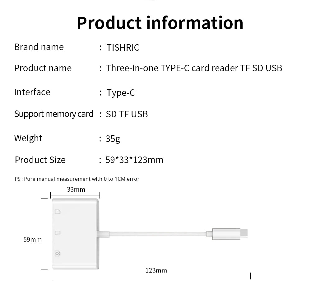 TISHRIC Type C Micro USB Adapter USB TF SD Card Reader USB-C Memory Card Adapter For Macbook Samsung Huawei XiaoMi Laptop Phone