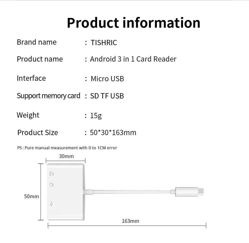 TISHRIC Type C Micro USB Adapter USB TF SD Card Reader USB-C Memory Card Adapter For Macbook Samsung Huawei XiaoMi Laptop Phone